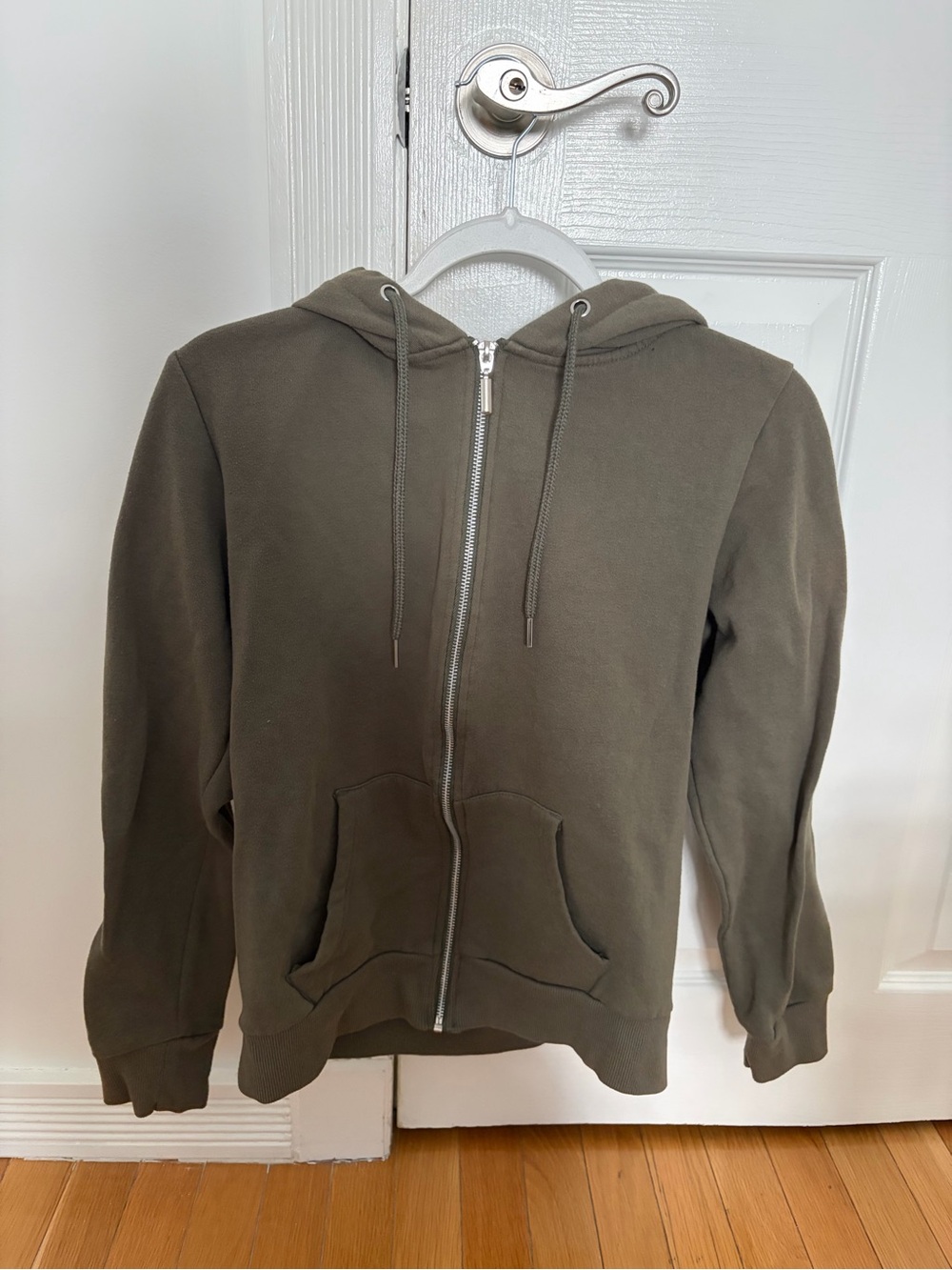 Olive Green Zip Hoodie Sweatshirt
